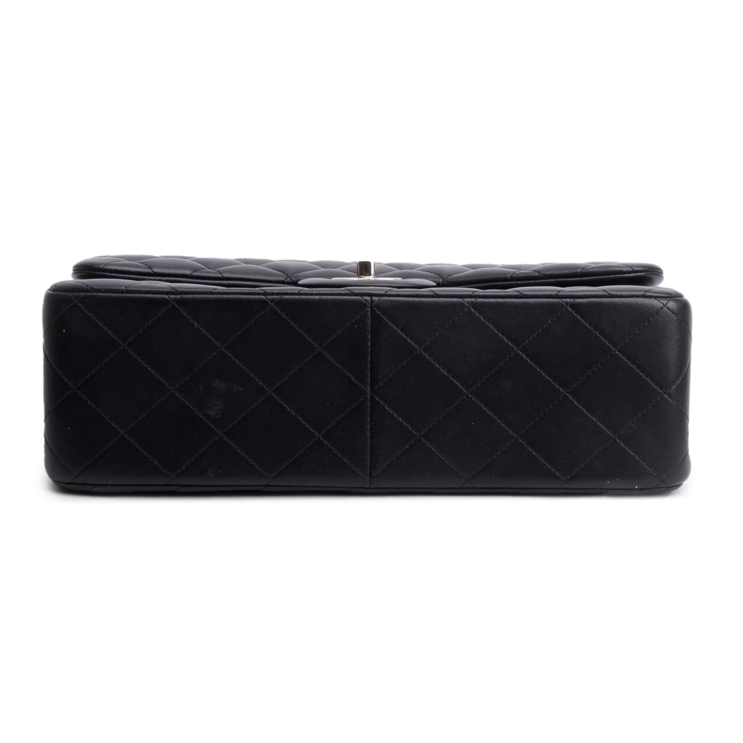 Chanel Black Quilted Lambskin Leather Jumbo Double Flap Bag w/ Box & Authenticity Card