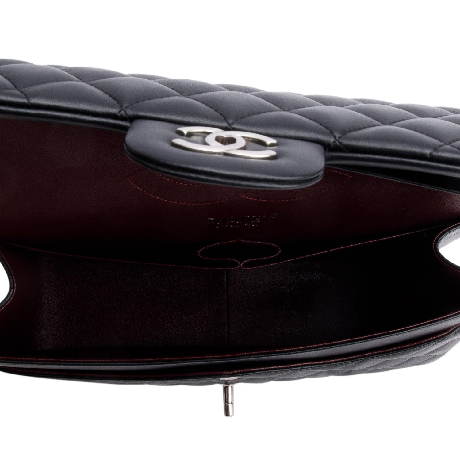 Chanel Black Quilted Lambskin Leather Jumbo Double Flap Bag w/ Box & Authenticity Card