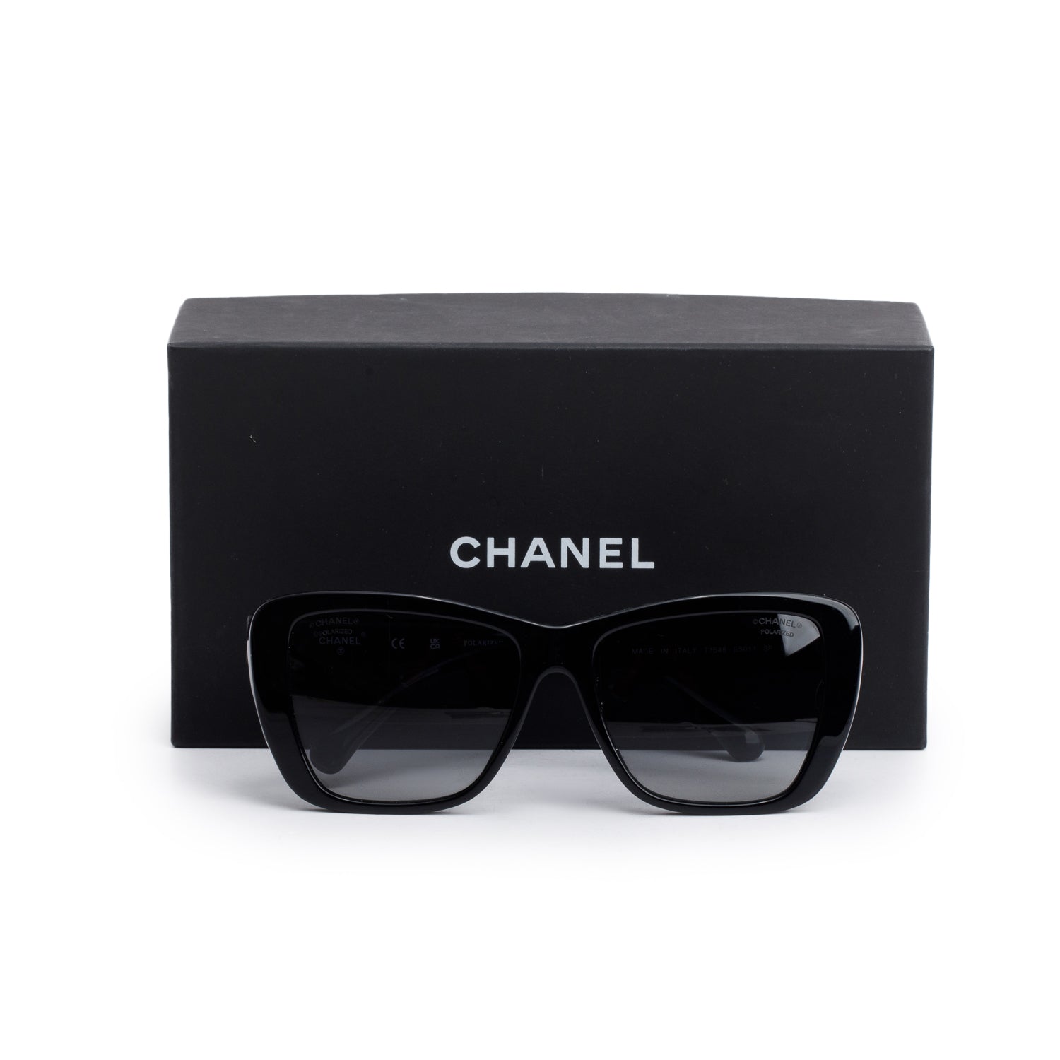 Chanel 71548 Black Acetate Polarized Butterfly Sunglasses w/ Box