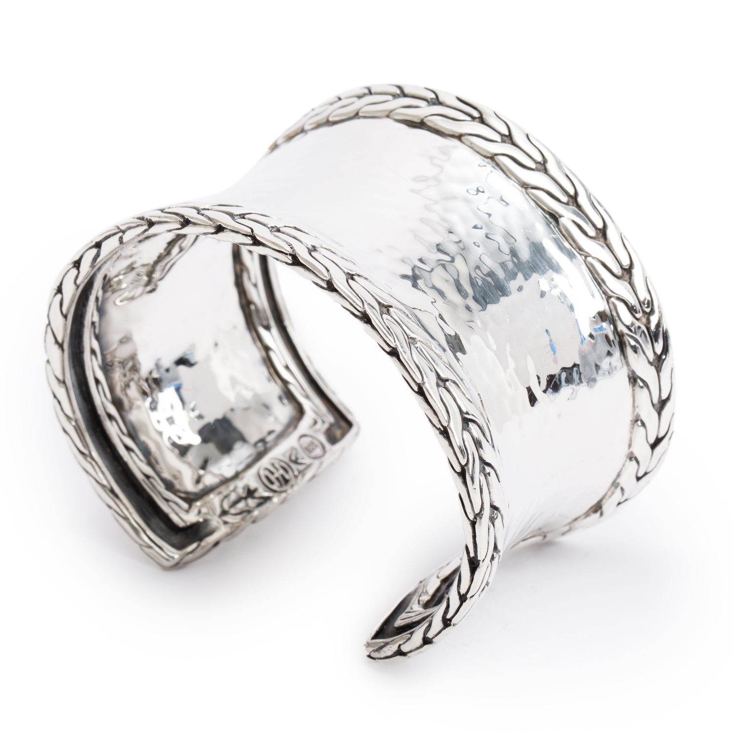 John Hardy Sterling Silver Palu Hammered Wide Cuff Bracelet