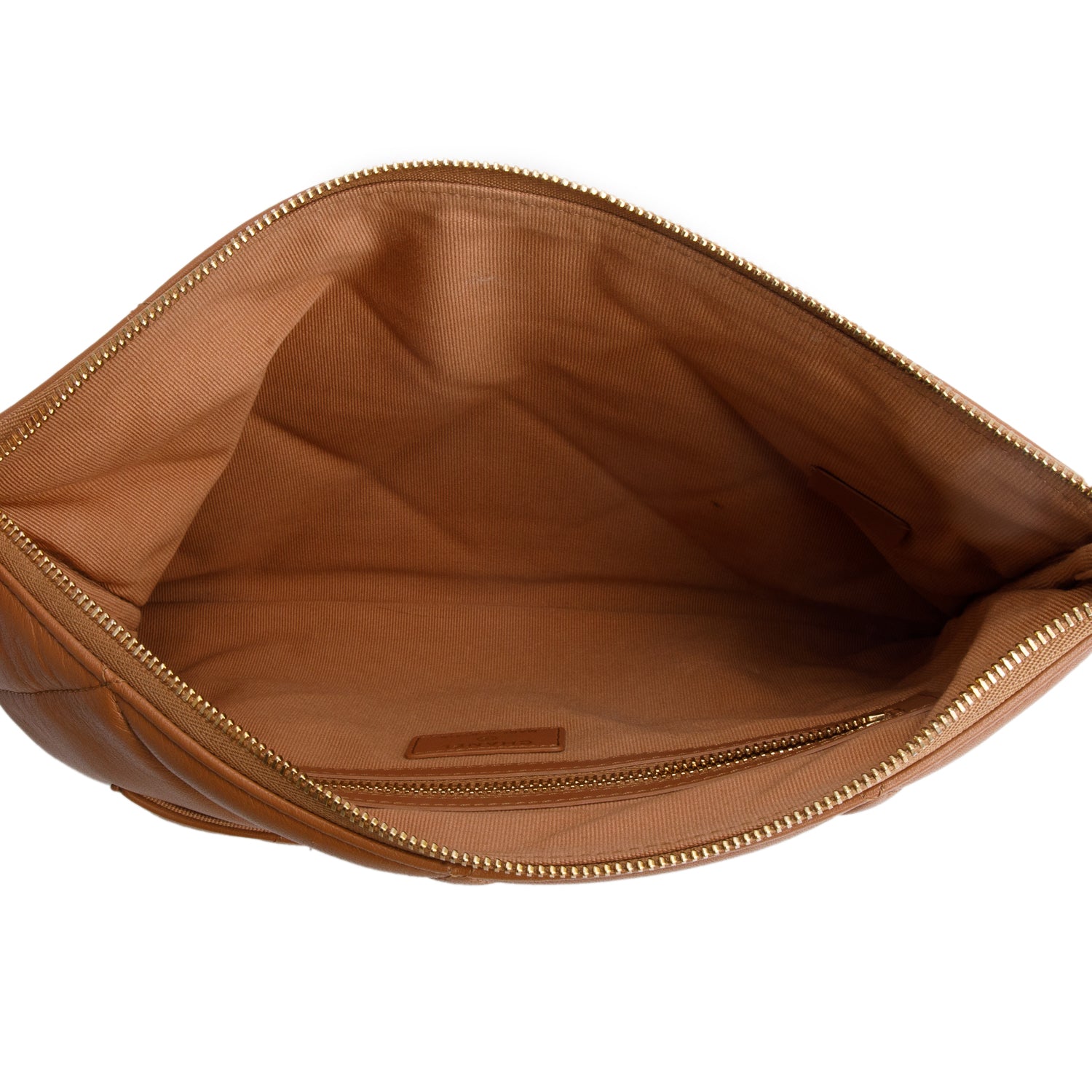 Chanel Beige Quilted Lambskin Leather Large 19 Pouch