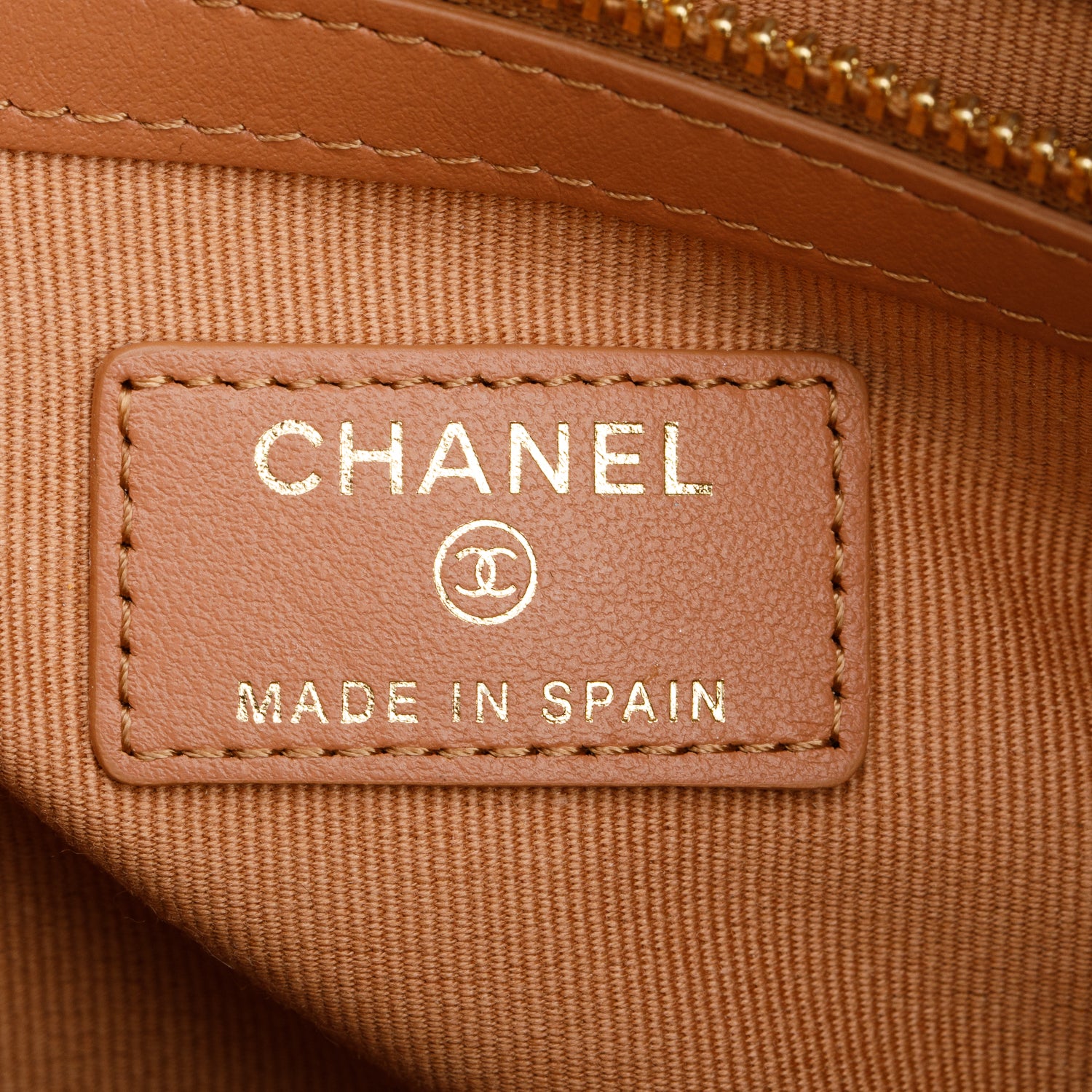 Chanel Beige Quilted Lambskin Leather Large 19 Pouch