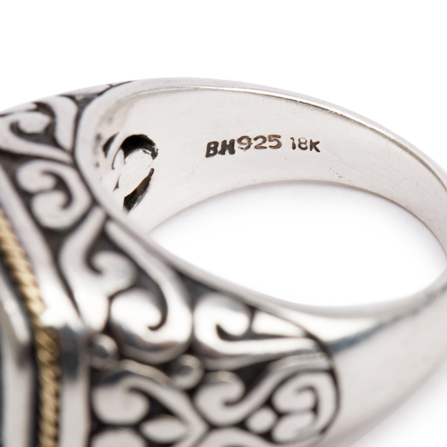 Effy Sterling Silver & 18k Yellow Gold Green Amethyst Ring, Size 7