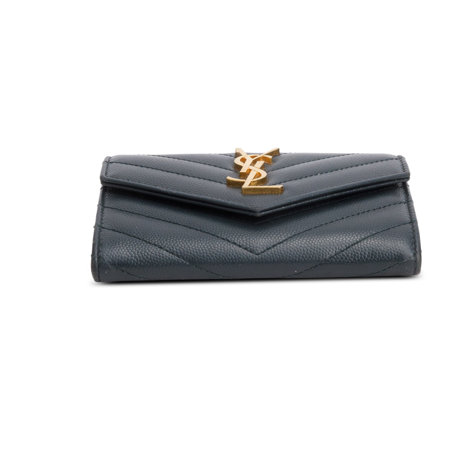 Saint Laurent Grey Grain de Poudre Matelasse Small Envelope Wallet