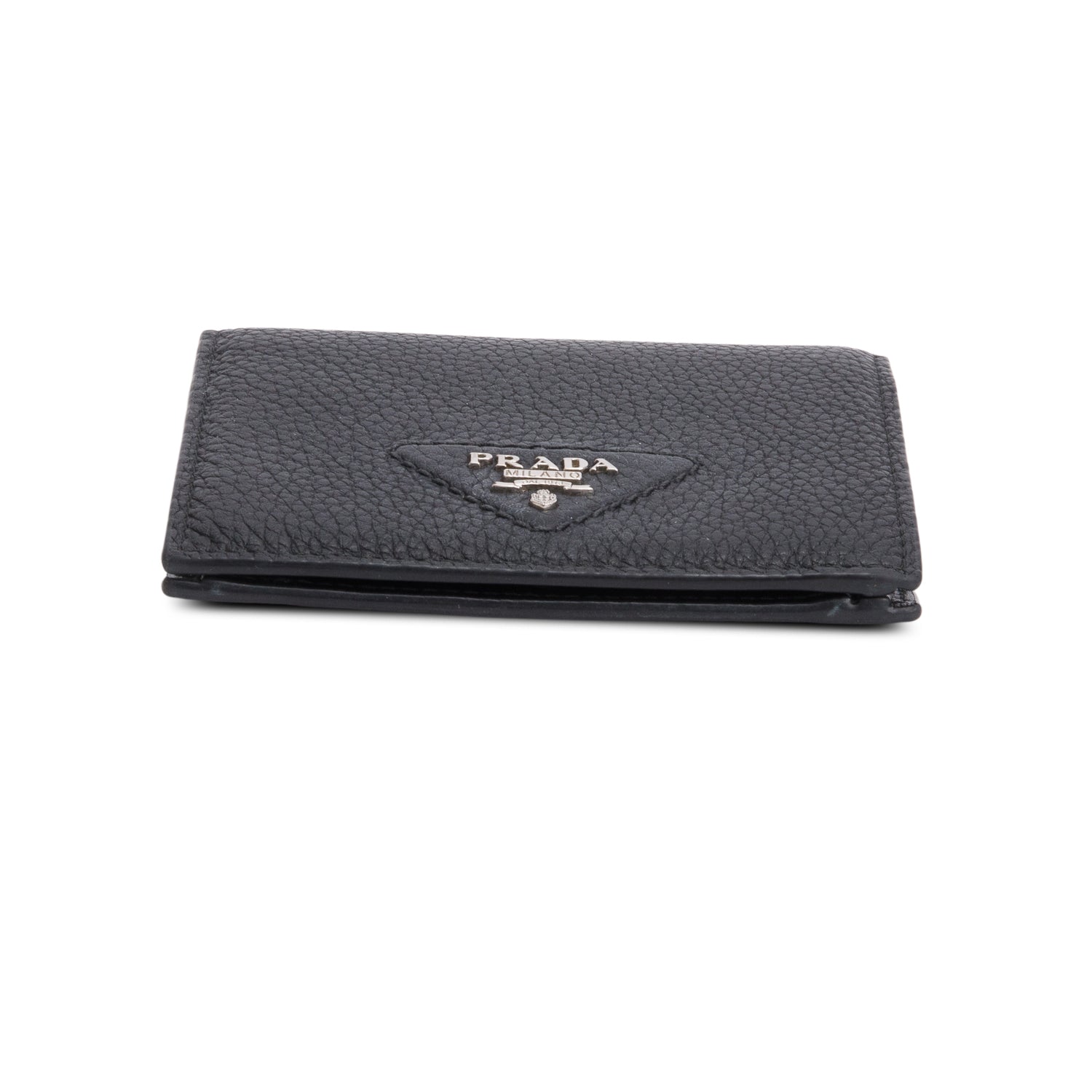 Prada Black Vitello Daino Compact Wallet