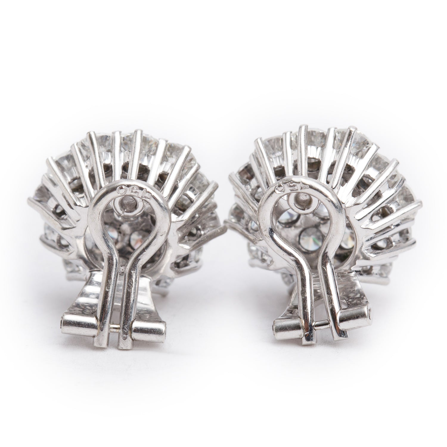 18k White Gold 4.21 tcw. Diamond Cluster Clip-On Earrings