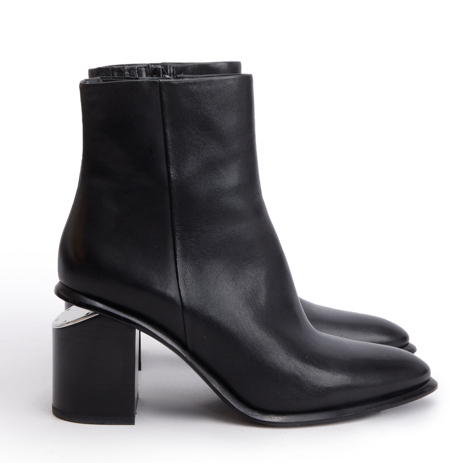 Alexander Wang Black Shiny Calfskin Anna Calf Booties, Size 36.5 w/ Box