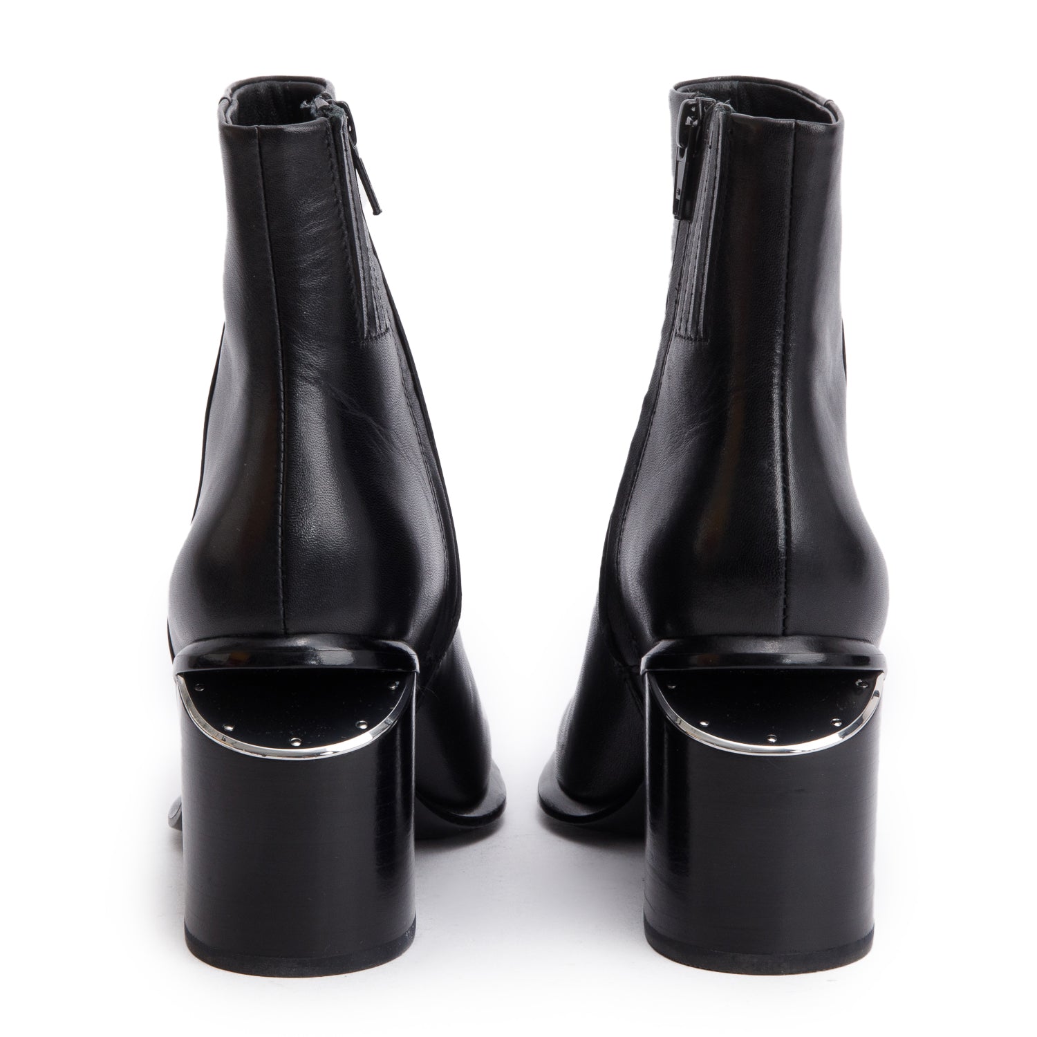 Alexander Wang Black Shiny Calfskin Anna Calf Booties, Size 36.5 w/ Box