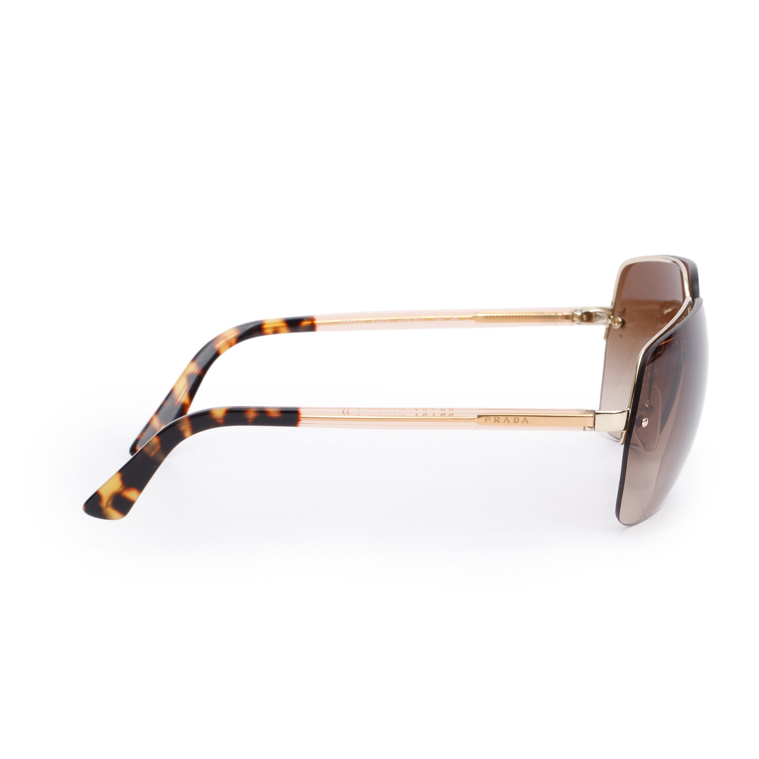 Prada SPR63V Brown Havana Rimless Square Sunglasses