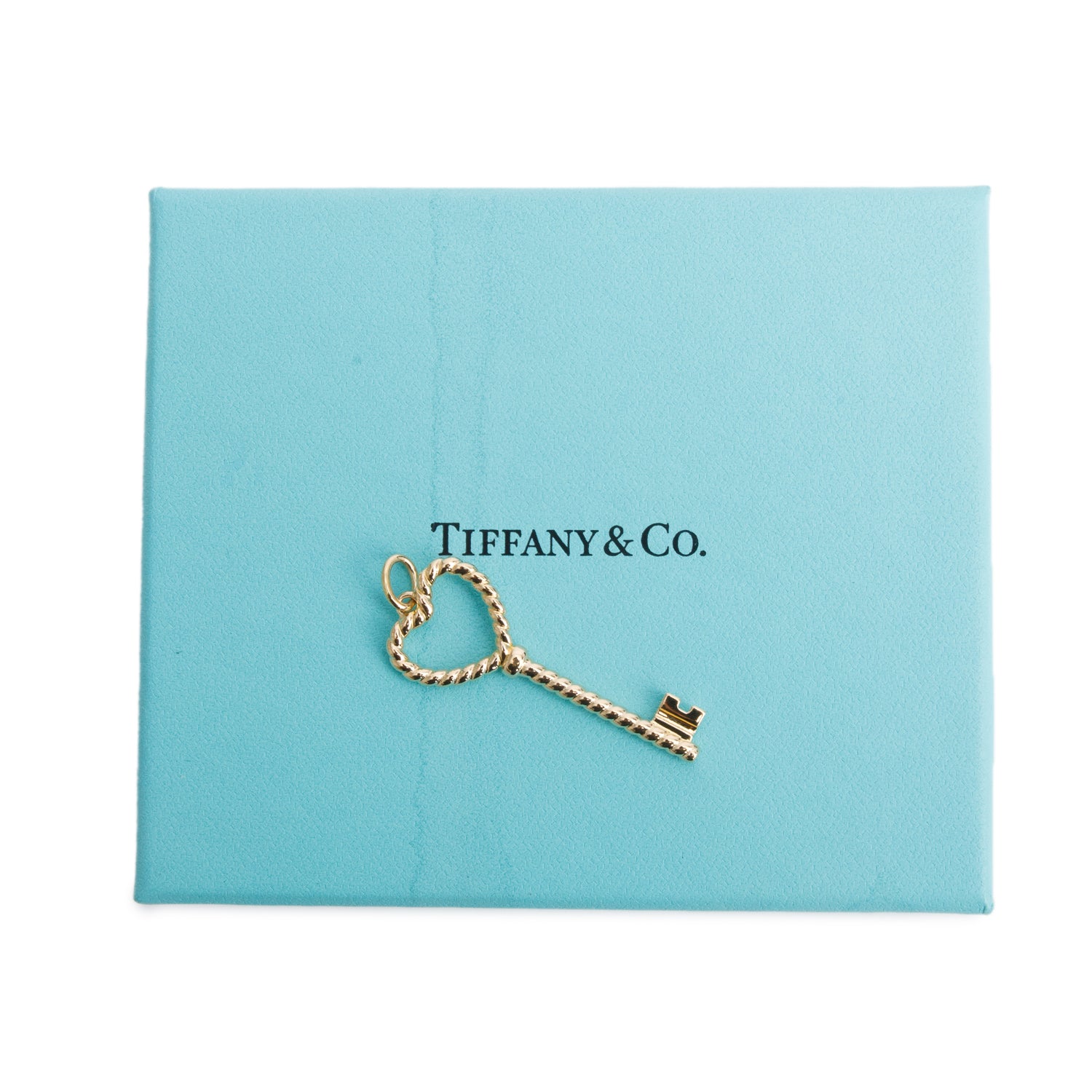 Tiffany & Co. 18k Yellow Gold Large Twisted Heart Key Pendant w/ Box