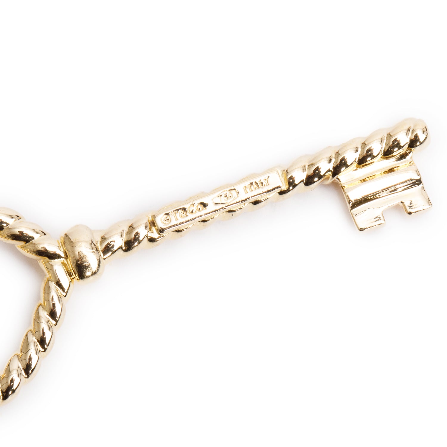 Tiffany & Co. 18k Yellow Gold Large Twisted Heart Key Pendant w/ Box