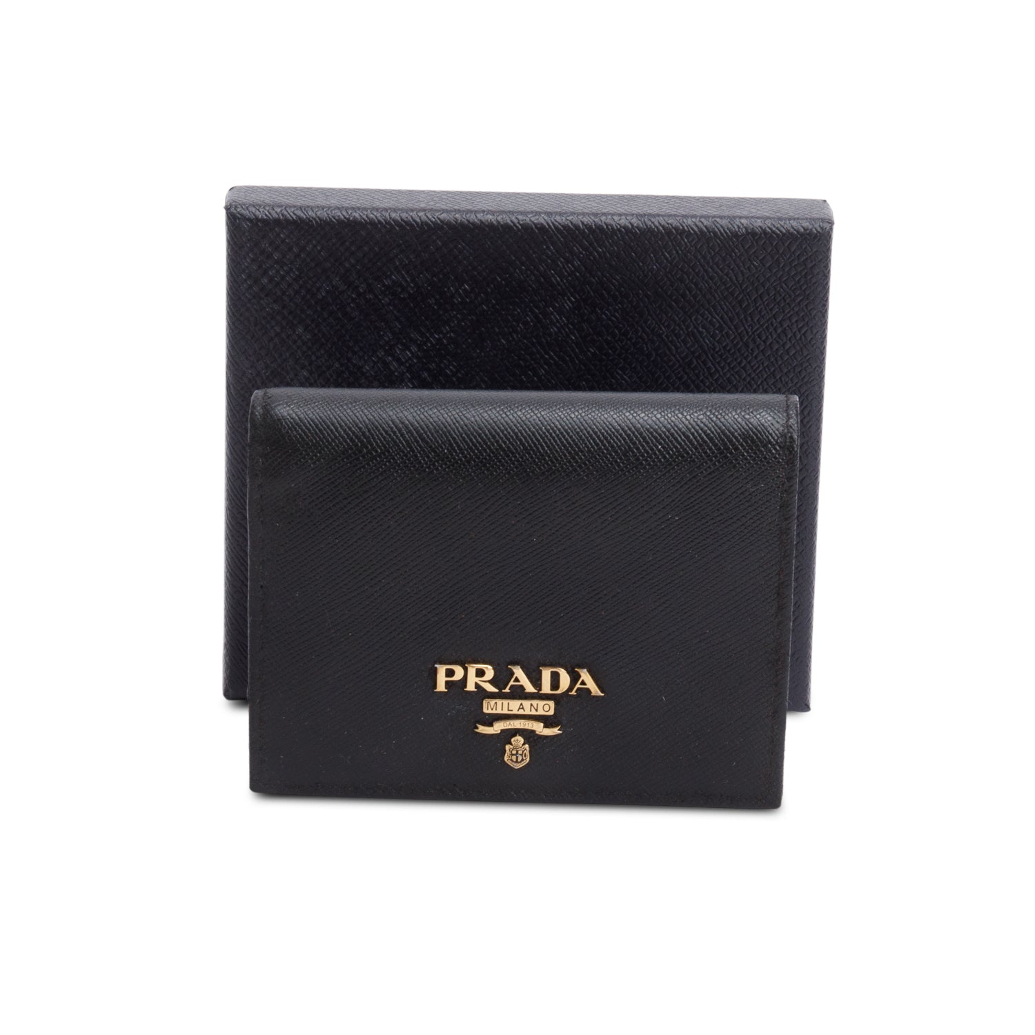 Prada Black Saffiano Small Leather Wallet w/ Box & Authenticity Card