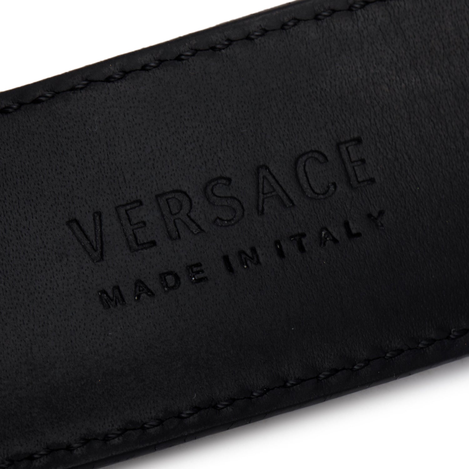 Versace Black Leather Oval Medusa Head Belt 110 35