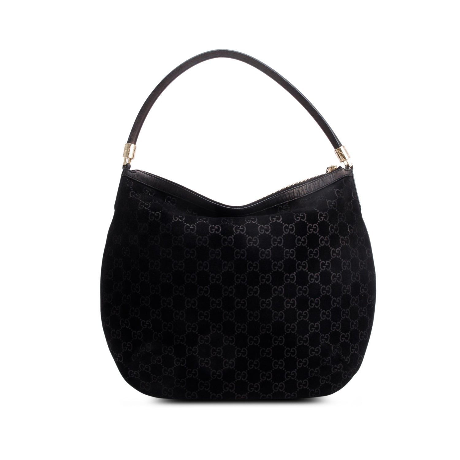 Gucci Black GG Suede Hobo Bag
