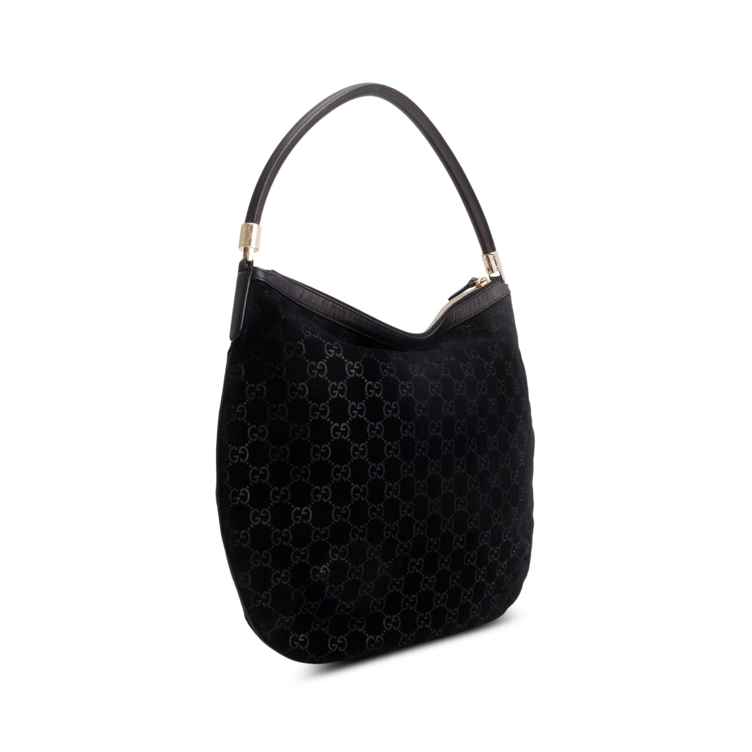 Gucci Black GG Suede Hobo Bag