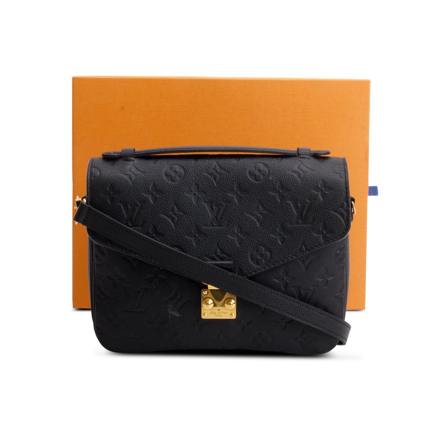 Louis Vuitton Black Monogram Empreinte Leather Pochette Metis w/ Box