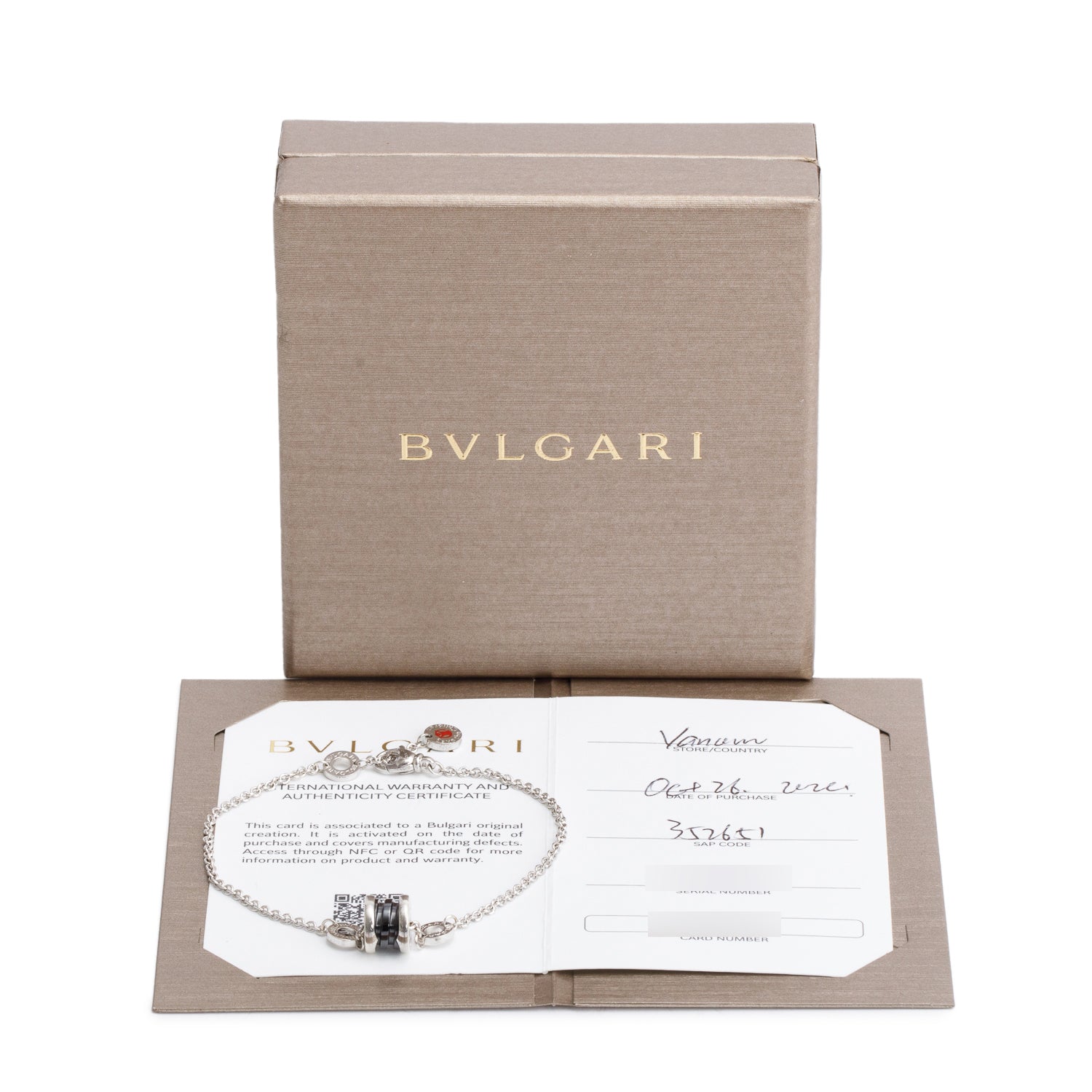 BVLGARI 2025 Sterling Silver & Black Ceramic Save The Children Bracelet w/ Box, Receipt & Certificate