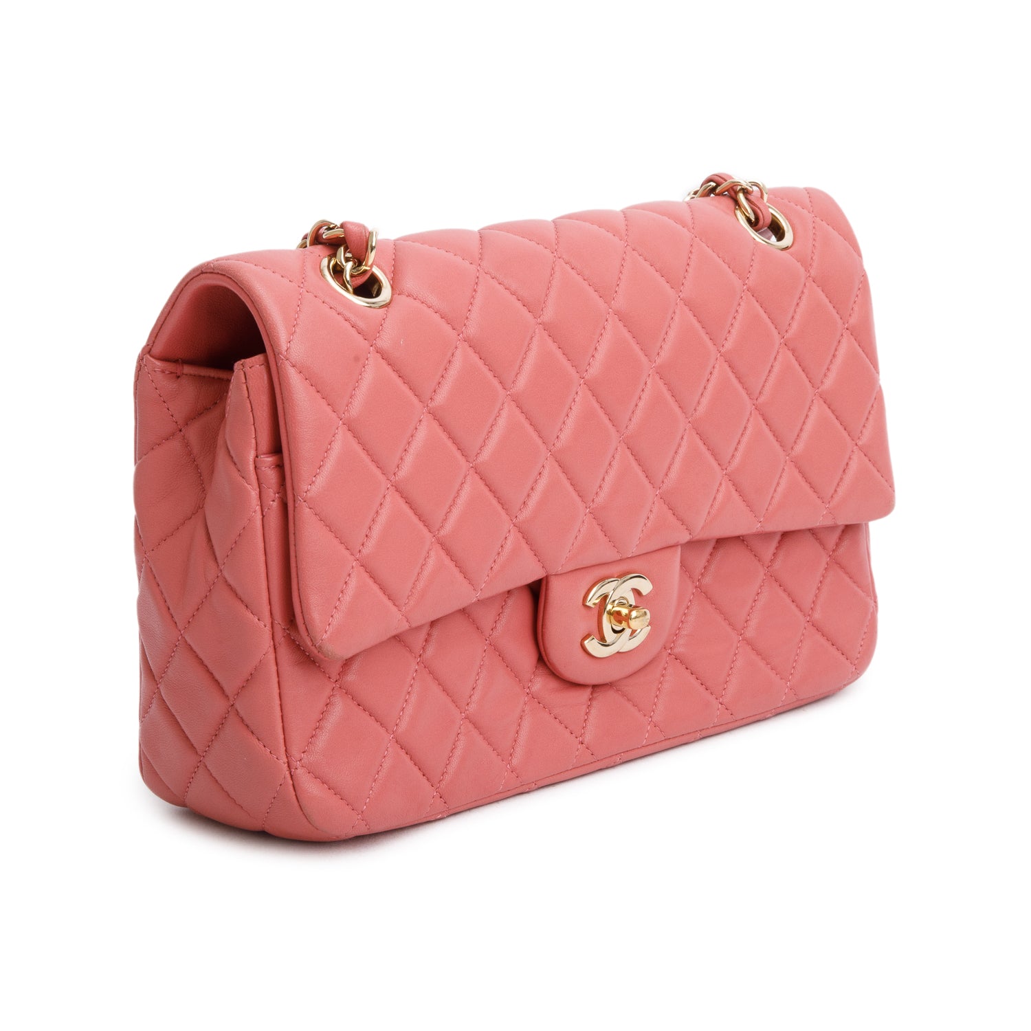 Chanel Pink Lambskin Quilted Valentine Charms Medium Single Flap w/ Authenticity Card