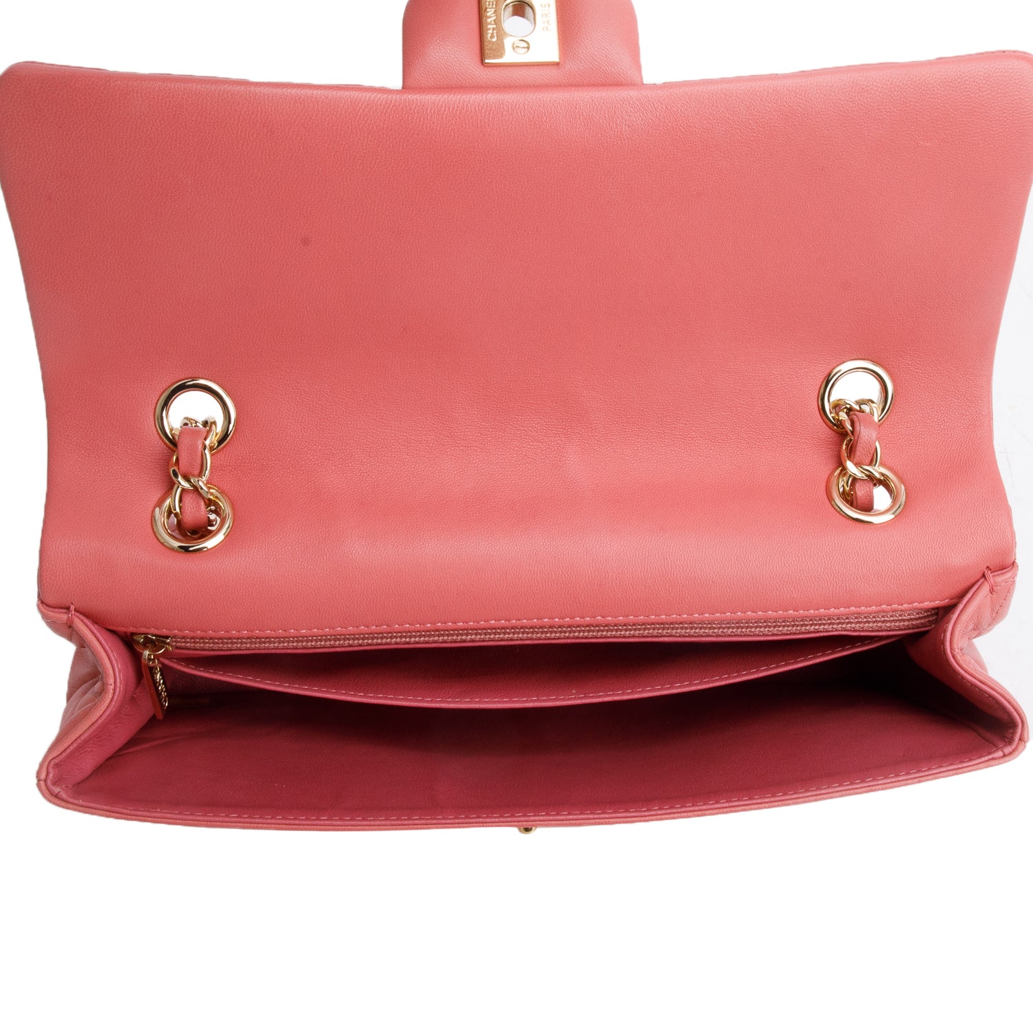 Chanel Pink Lambskin Quilted Valentine Charms Medium Single Flap w/ Authenticity Card