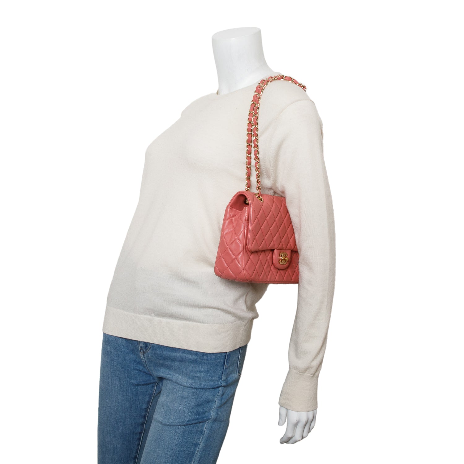 Chanel Pink Lambskin Quilted Valentine Charms Medium Single Flap w/ Authenticity Card