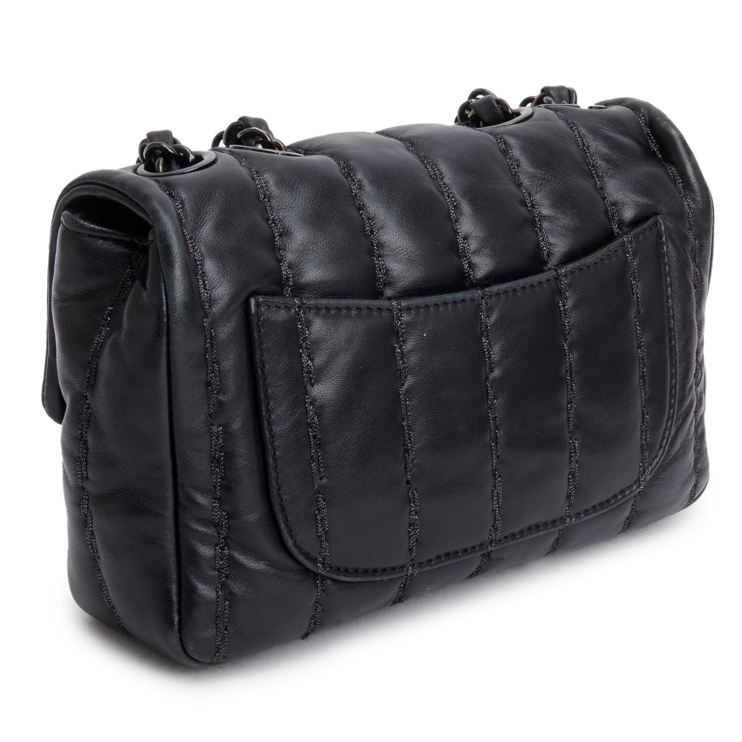 Chanel Black Lambskin Vertical Stitch Small Flap Bag