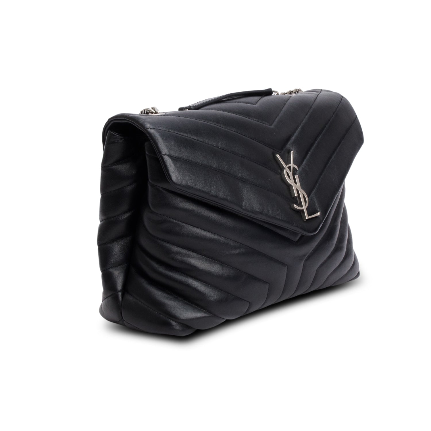 Saint Lauren Black Quilted Leather Medium Loulou Shoulder Bag