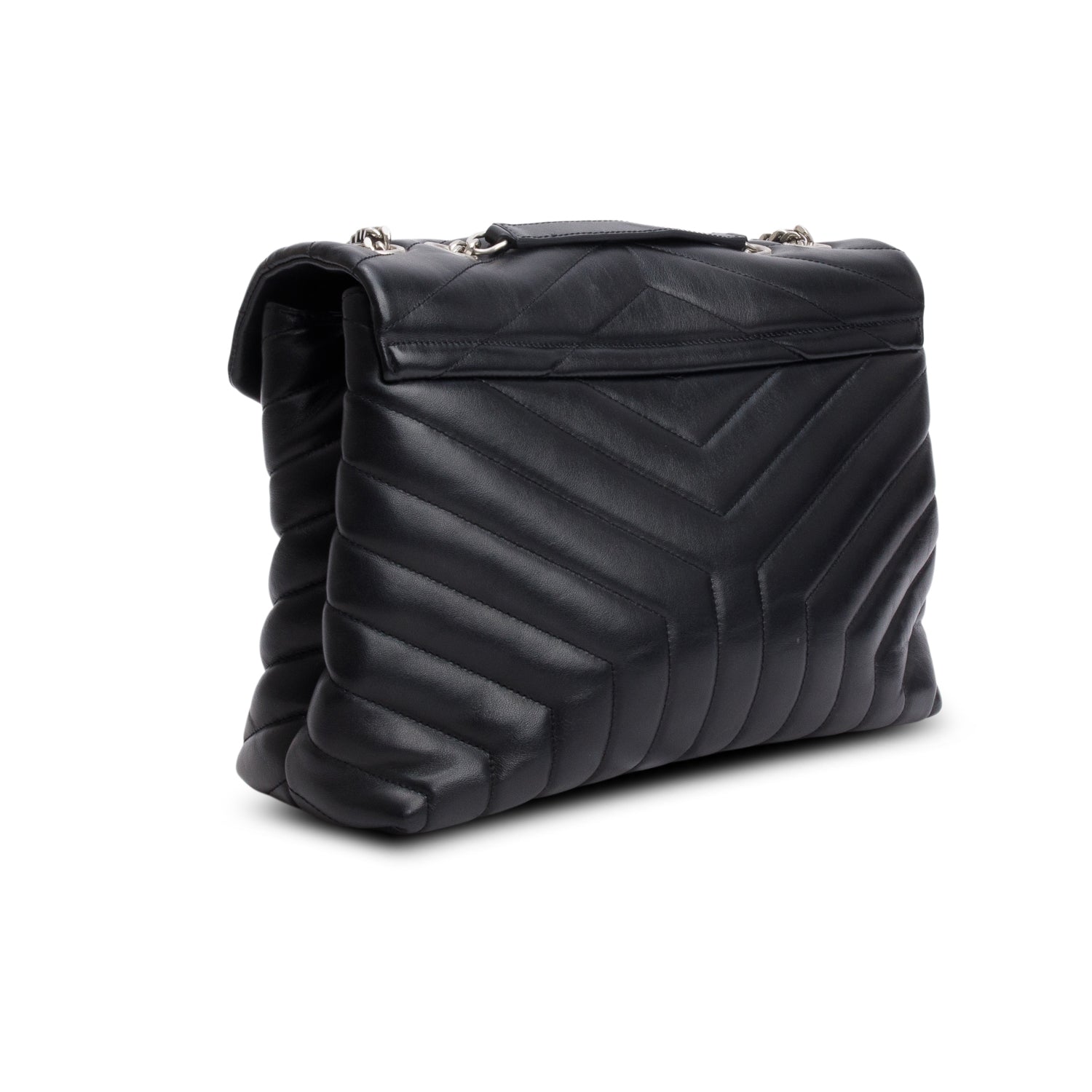 Saint Lauren Black Quilted Leather Medium Loulou Shoulder Bag