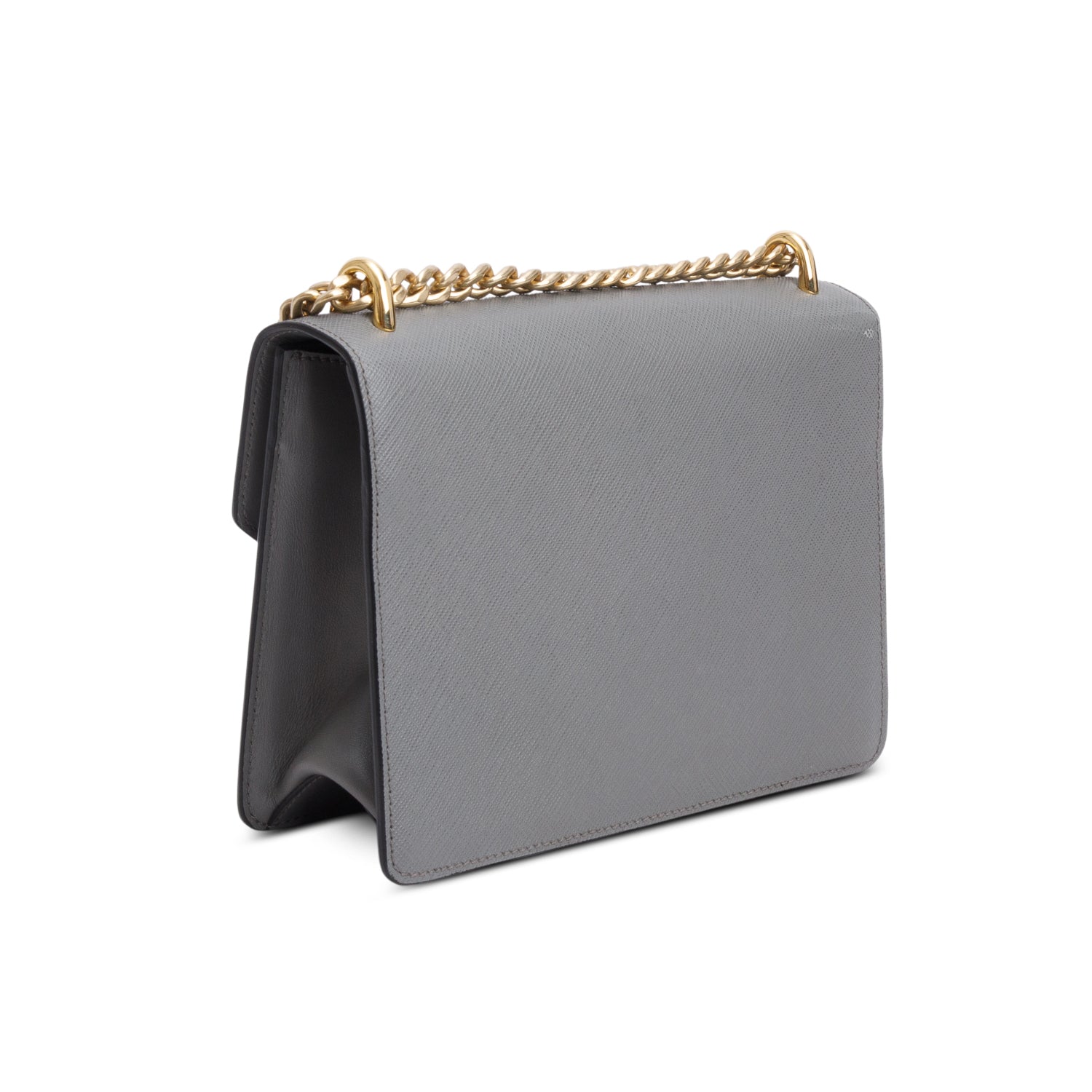 Prada Grey Saffiano Leather Envelope Shoulder Bag w/ Authenticity Card