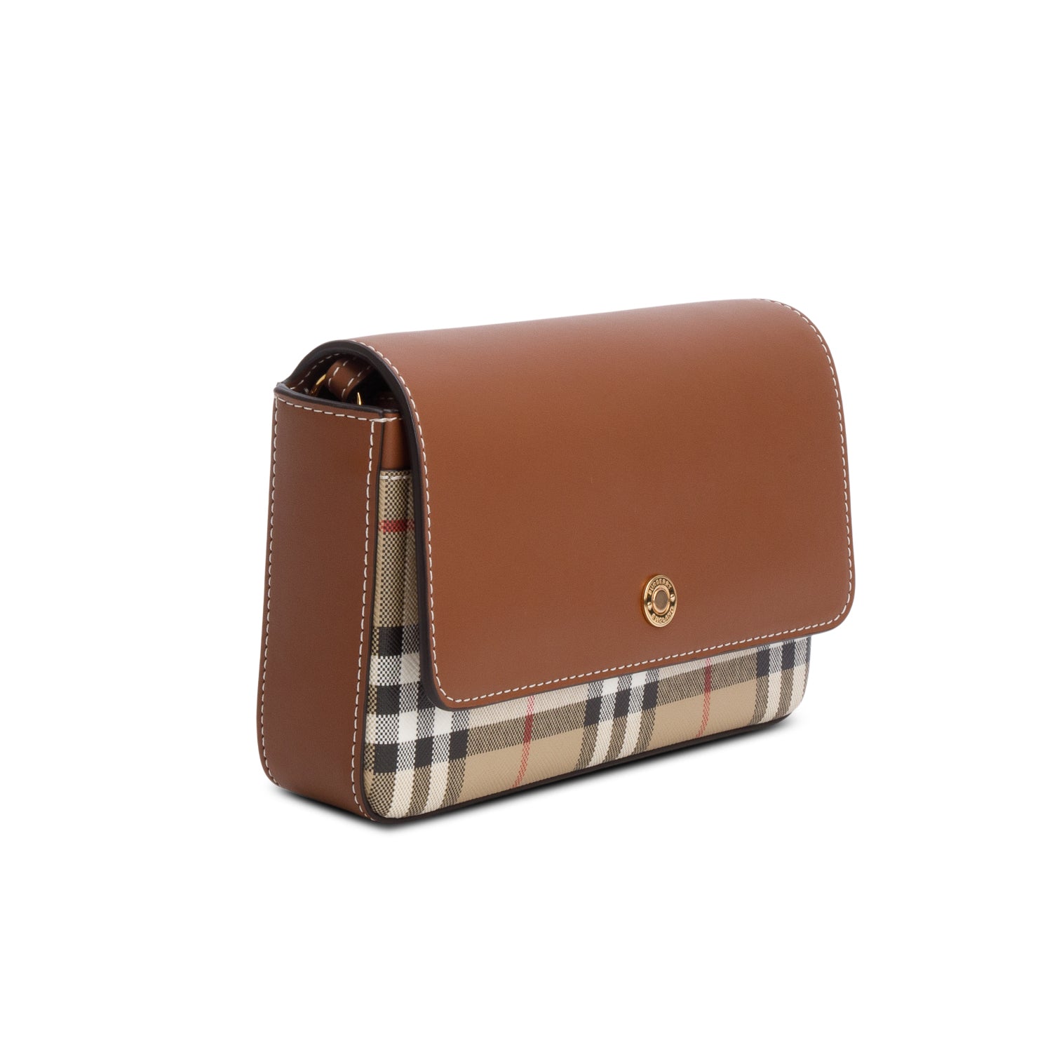 Burberry Brown Calfskin Vintage Check New Hampshire Bag