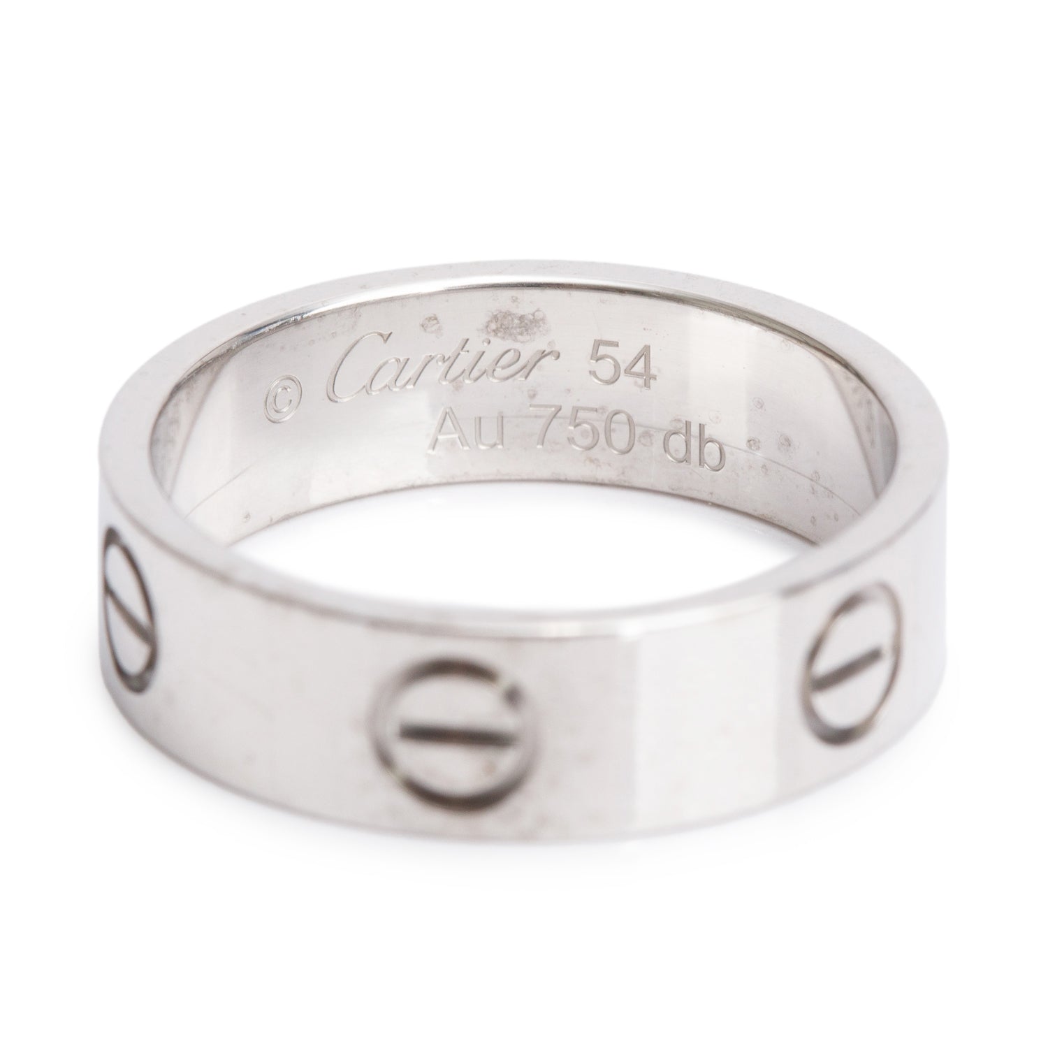 Cartier 2025 18k White Gold 5.5 MM Love Ring, Classic Model, Size 54 7 w/ Box, Receipt & Certificate