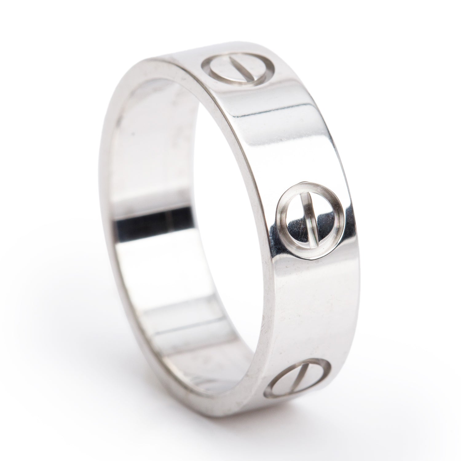 Cartier 2025 18k White Gold 5.5 MM Love Ring, Classic Model, Size 54 7 w/ Box, Receipt & Certificate