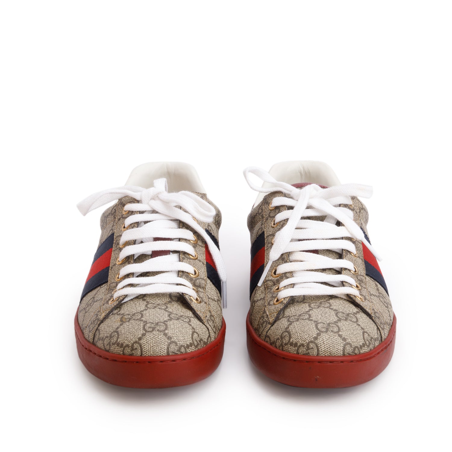 Gucci GG Supreme Red Python Trim Web Ace Sneakers, Men's Size 8.5 w/ Box