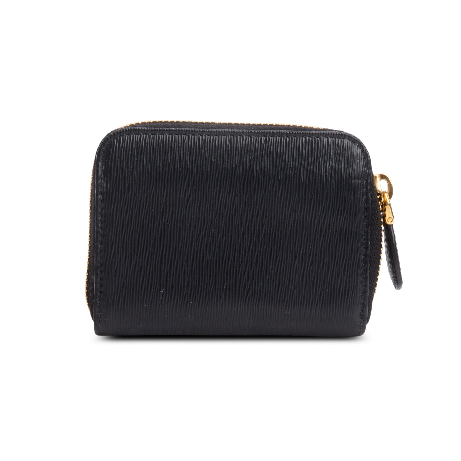 Prada Black Vitello Move Compact Zip Wallet w/ Box