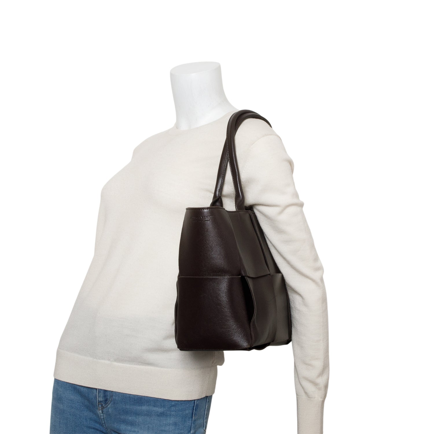 Bottega Veneta Brown Maxi Intrecciato Arco Small Tote Bag