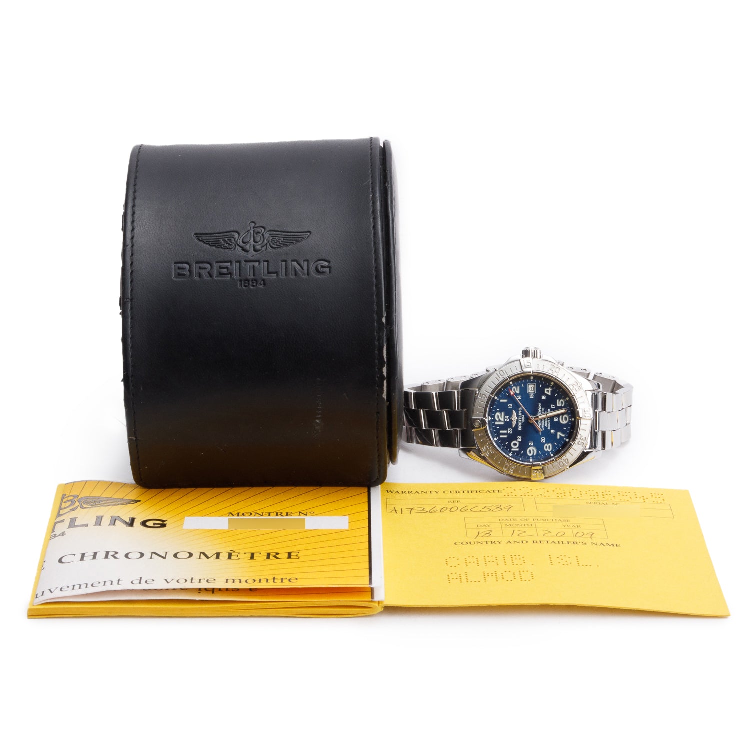 Breitling Stainless Steel Superocean 42 MM Automatic Watch Blue Dial A17360 w/ Box & Papers