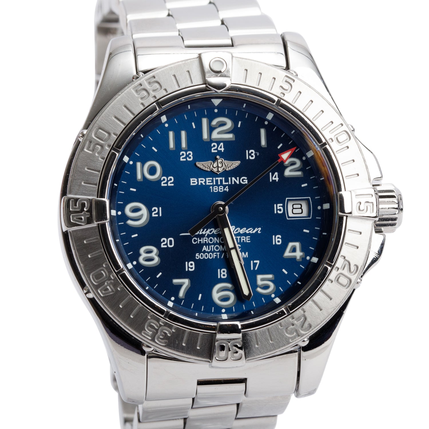 Breitling Stainless Steel Superocean 42 MM Automatic Watch Blue Dial A17360 w/ Box & Papers