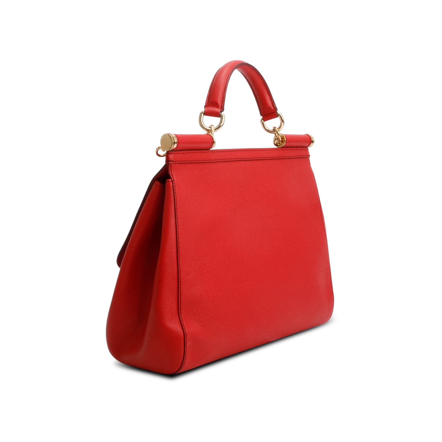 Dolce & Gabanna Red Dauphine Calfskin Leather Large Miss Sicily Handbag w/ Strap