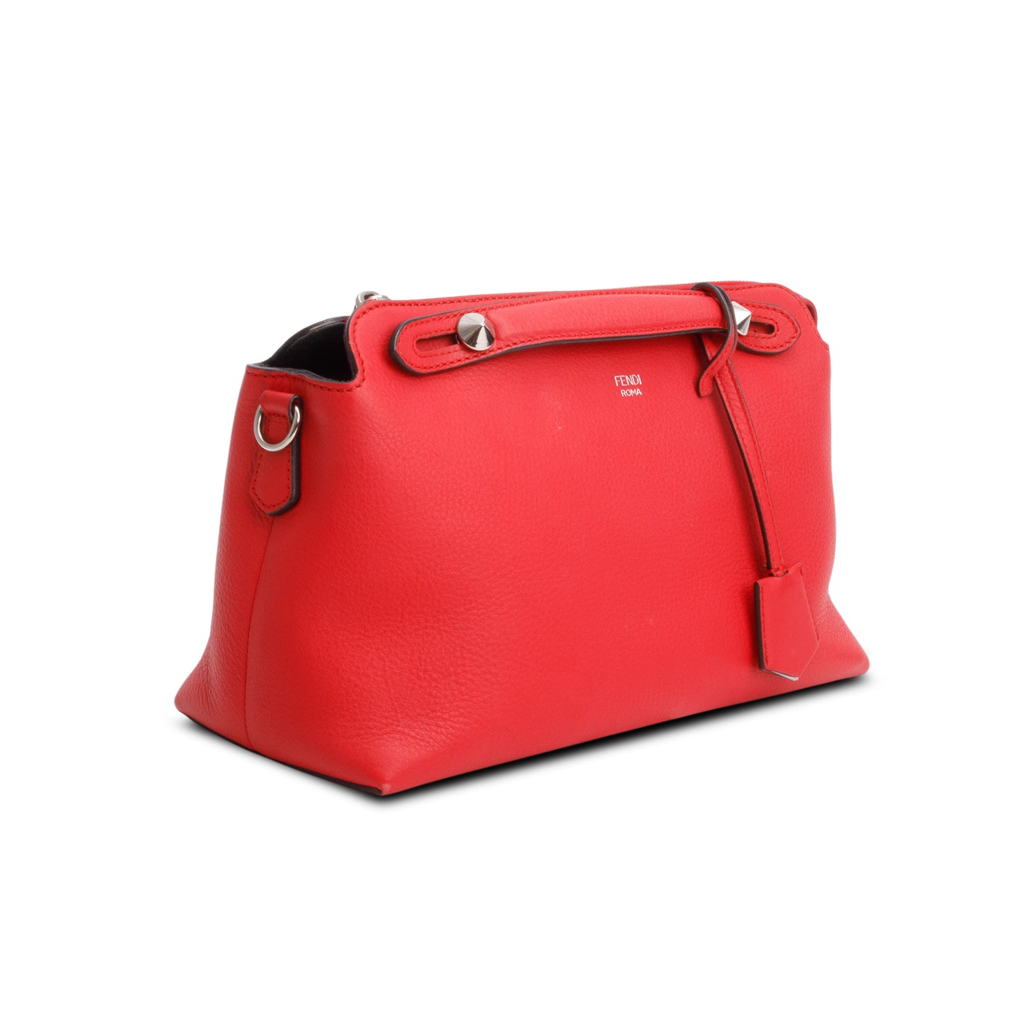 Fendi Red Vitello Dolce Medium By the Way Flower Boston Bag w/ Strap