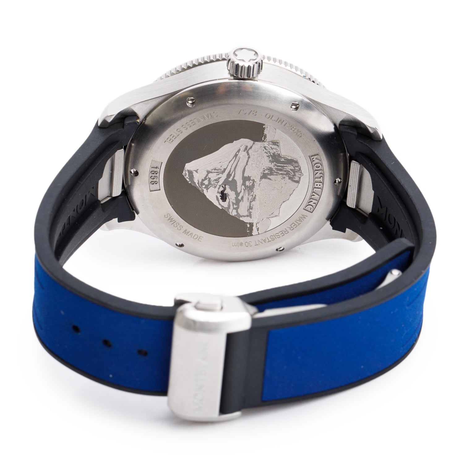 Montblanc Stainless Steel Iced Sea 41 MM Automatic Watch Blue Dial 7578