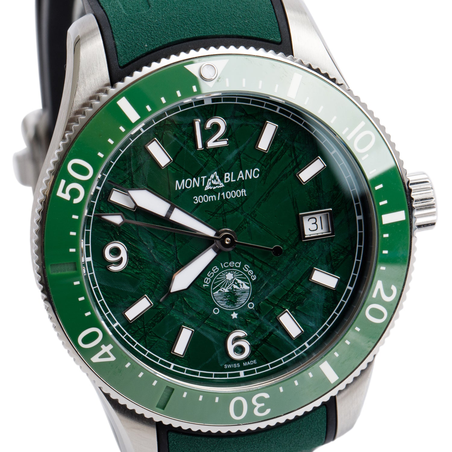 Montblanc Stainless Steel Iced Sea 41 MM Automatic Watch Green Dial 7578