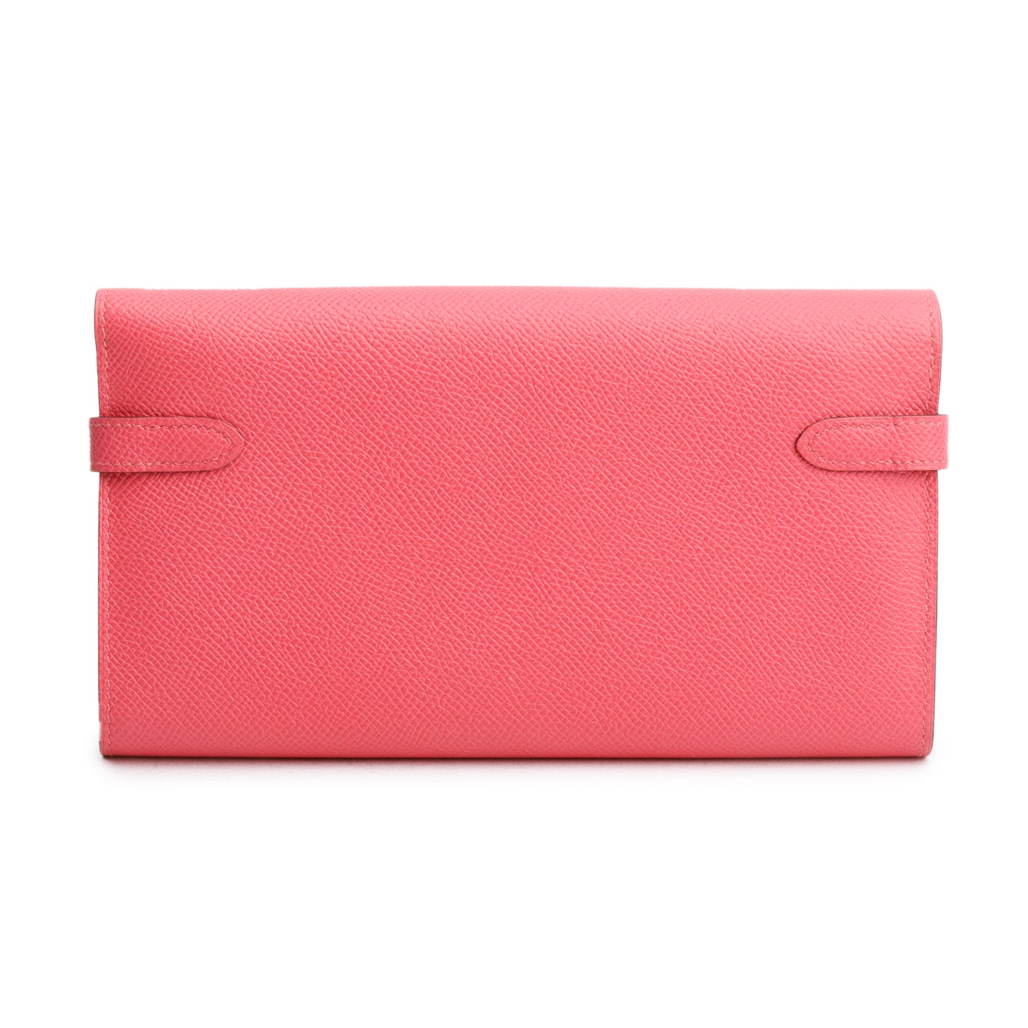 Hermes Rose Azalee Epsom Leather Classic Kelly Longue Wallet w/ Box