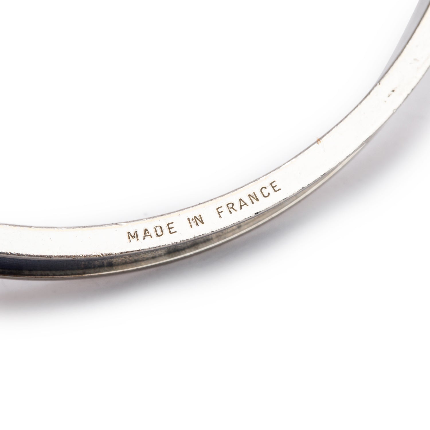 Hermes Palladium-Plated Blue Leather Kelly Cadena Lock Bangle Bracelet