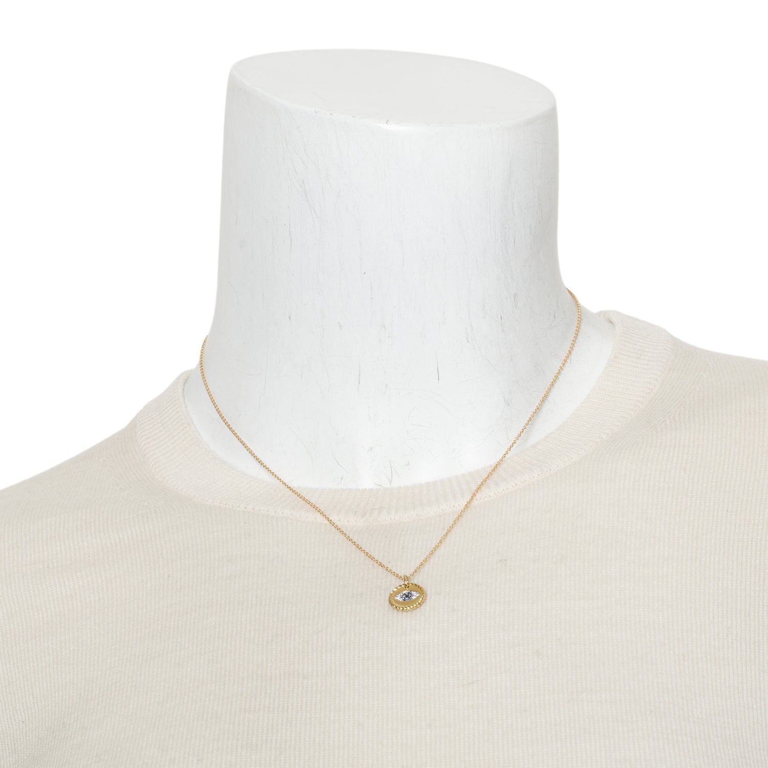 David Yurman 18k Yellow Gold Pave Sapphire & Diamond Cable Collectibles Evil Eye Pendant Necklace