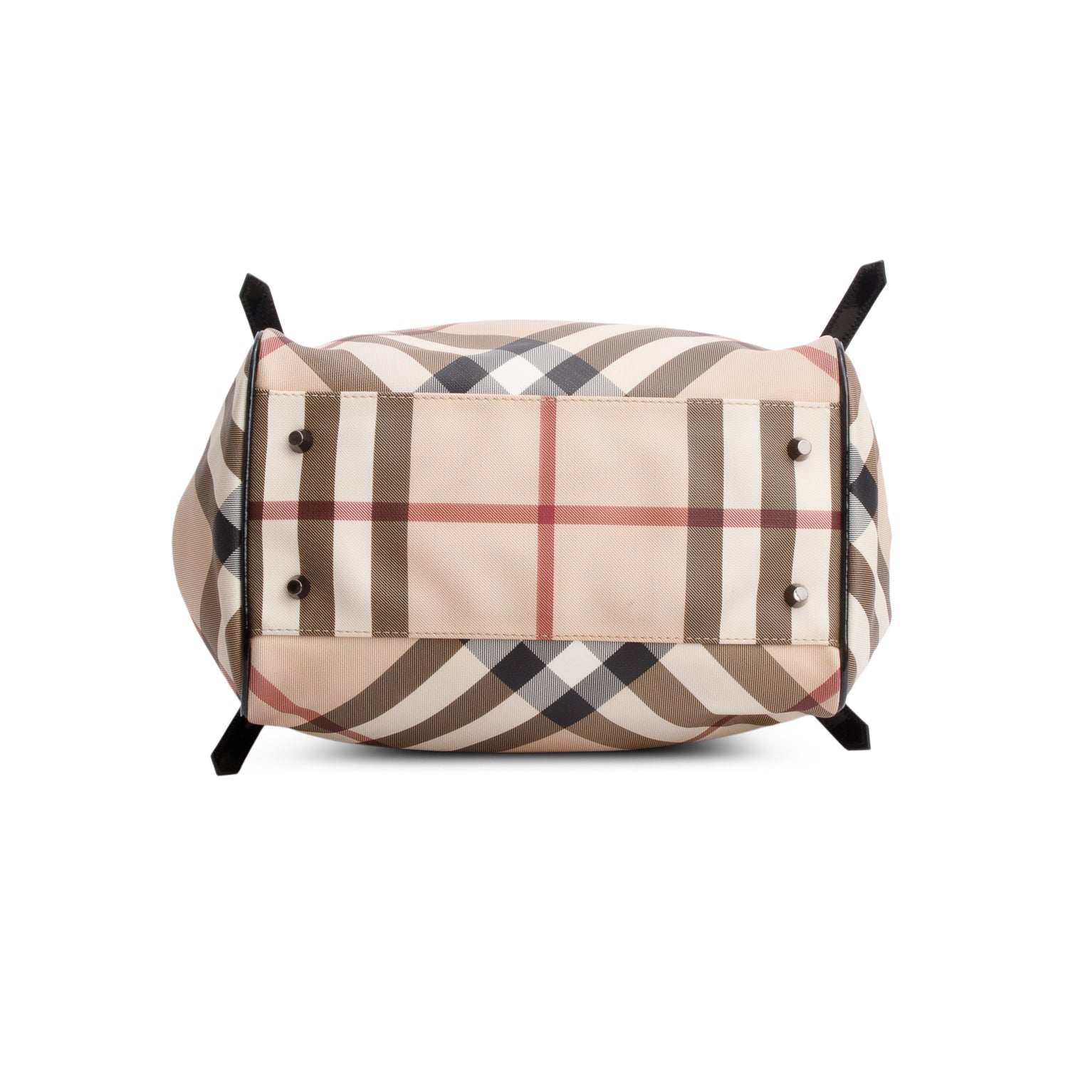 Burberry Patent Leather-Trimmed Nova Check Tote Bag w/ Pouch