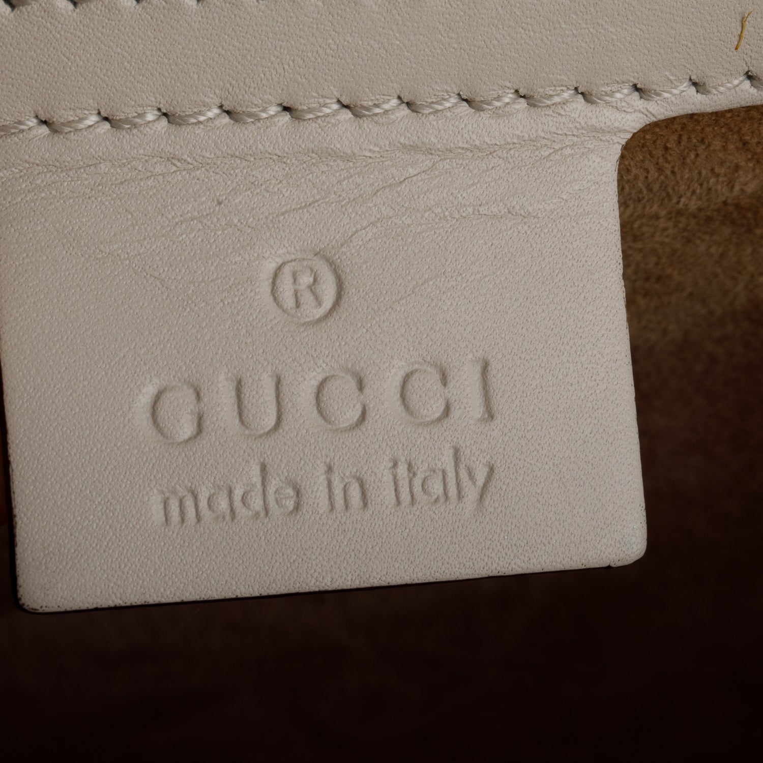 Gucci White Calfskin Leather Web Medium Sylvie Handle Bag w/ Strap