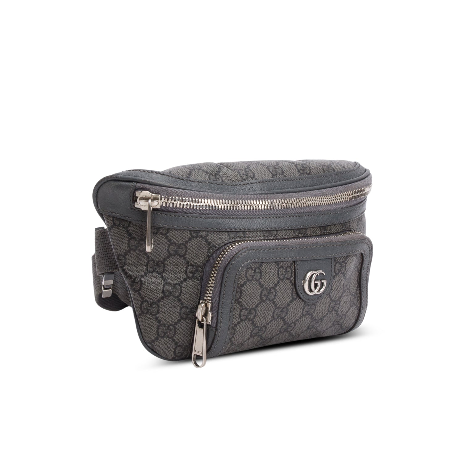 Gucci Grey GG Supreme Monogram Textured Calfskin Ophidia Medium Belt Bag