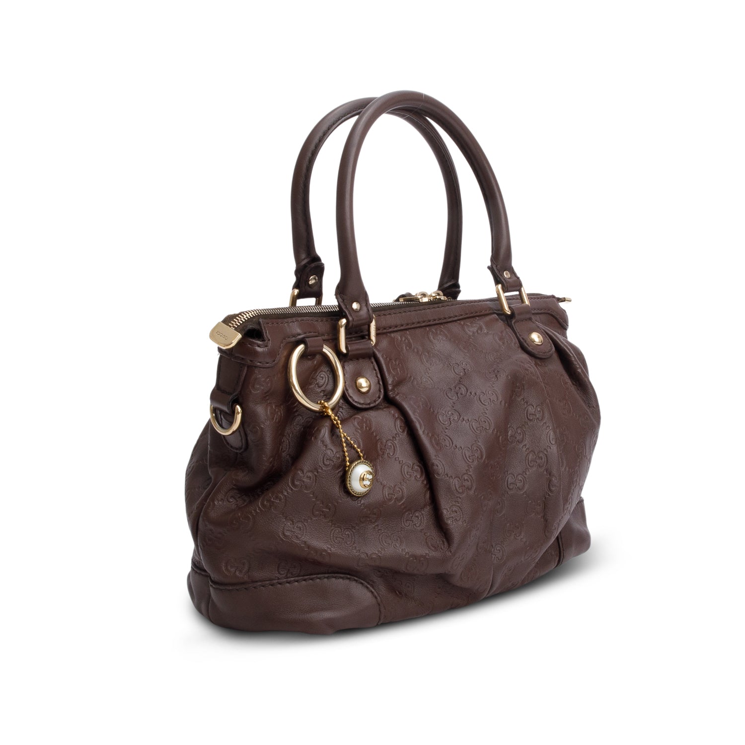 Gucci Brown Signature Leather Medium Sukey Tote w/ Strap