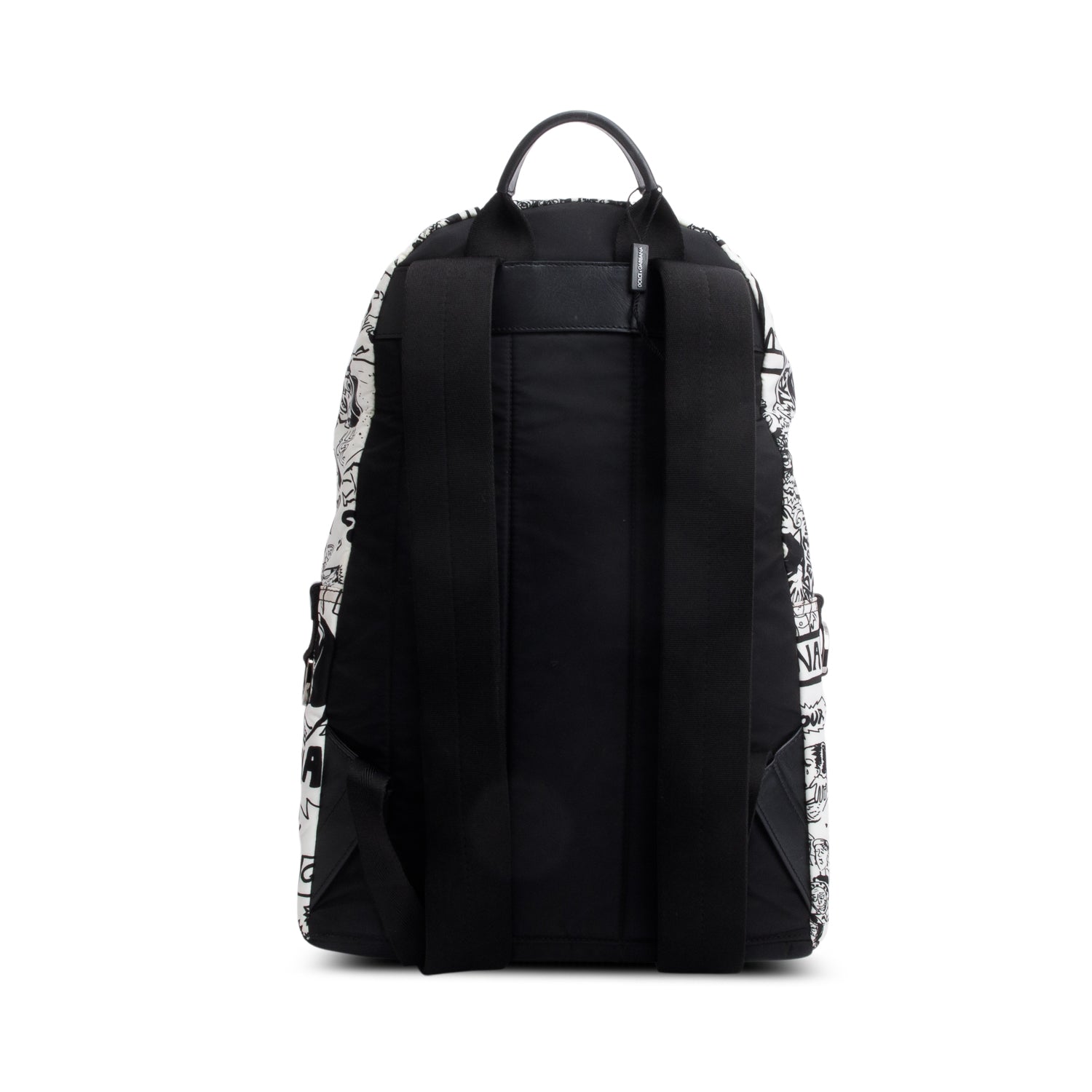 Dolce & Gabbana Black White Nylon Illustrated Backpack