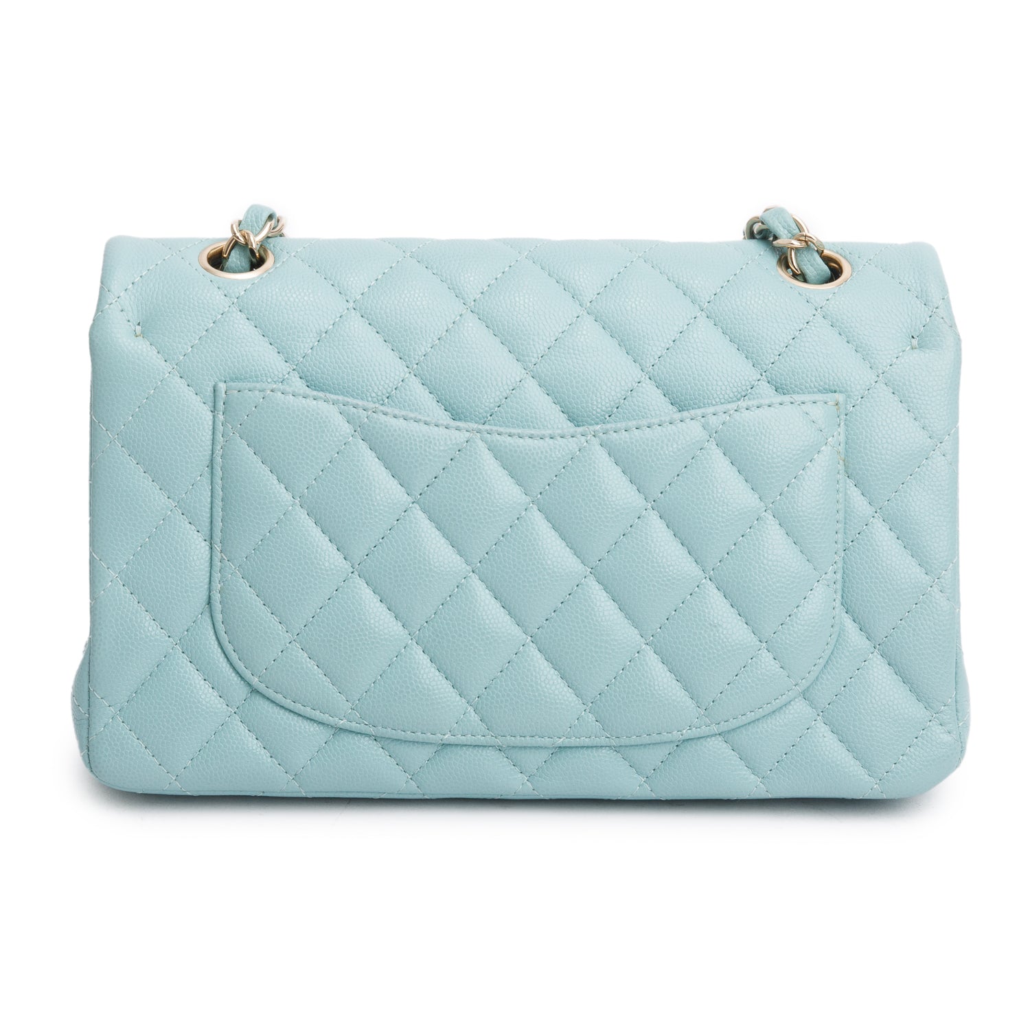 Chanel Teal Caviar Quilted Small Double Flap Bag w/ Authenticity Card