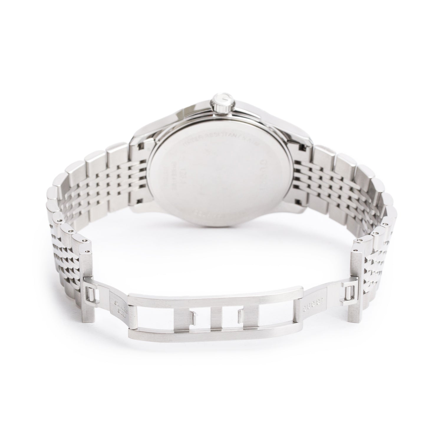 Gucci Stainless Steel G-Timeless 38 MM Quartz Watch Black Diamond Dial YA126405 w/ Box